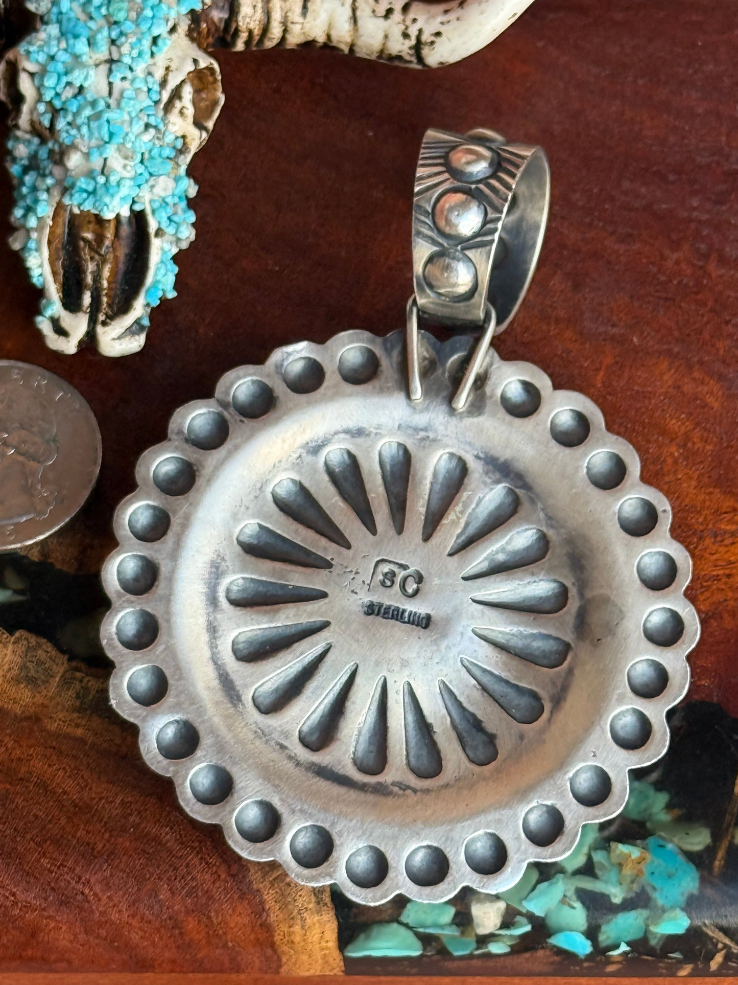 Navajo Handmade Kingman Turquoise Pendant