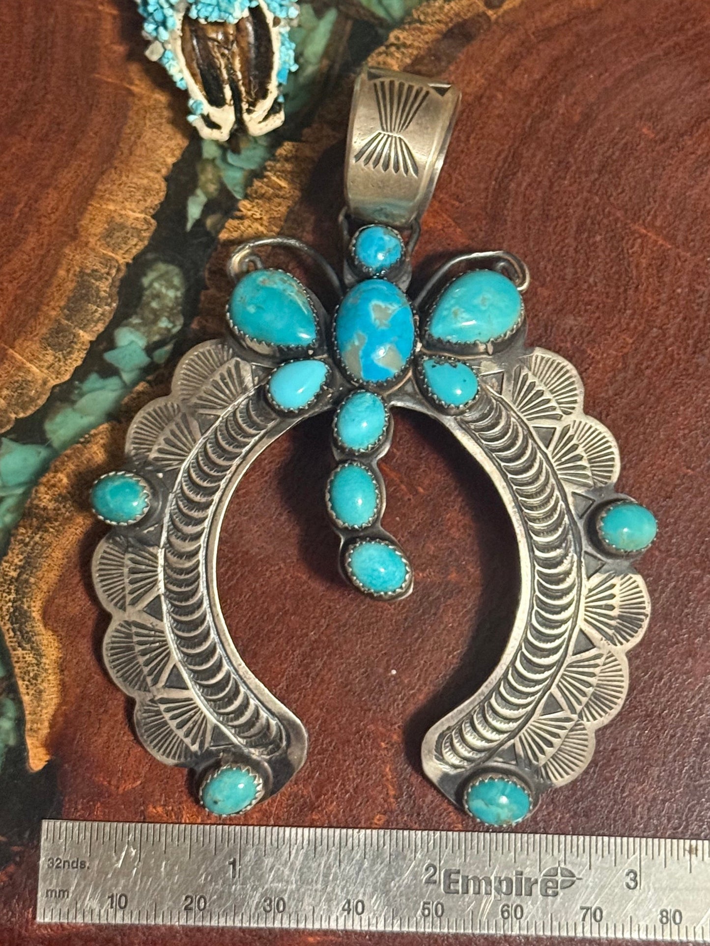 Navajo Handmade Kingman Turquoise Dragonfly Pendant
