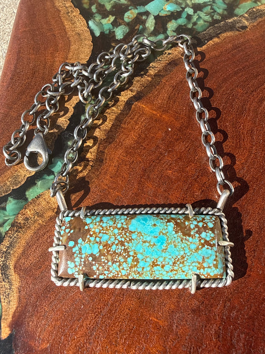 Navajo Handmade Mine 8 Turquoise Waterproof Bar Necklace