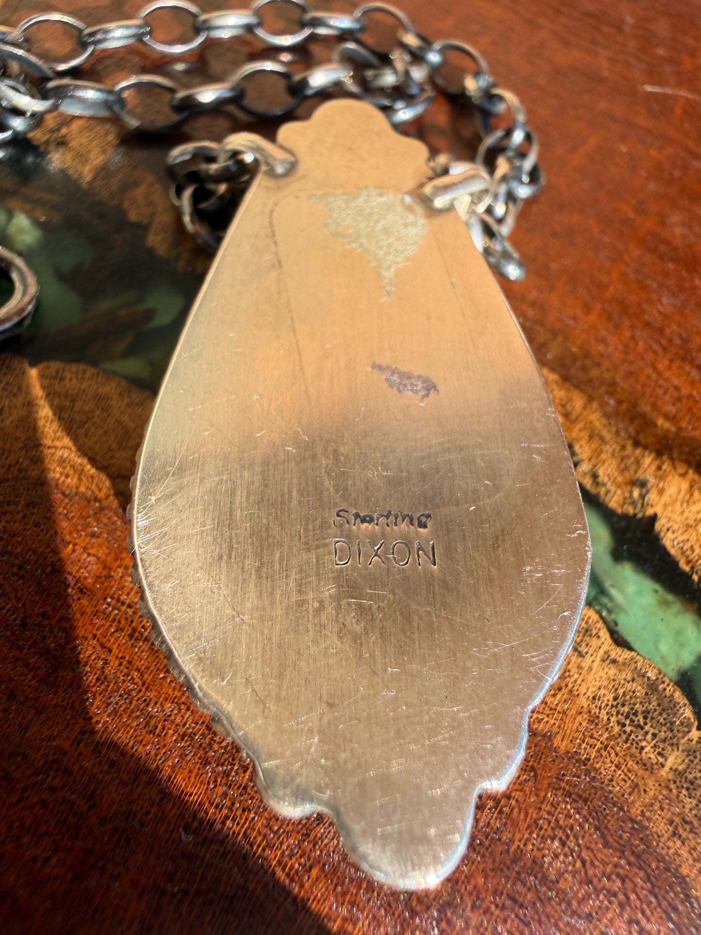 Number 8 Turquoise Teardrop Choker on 18” Sterling Silver Chain