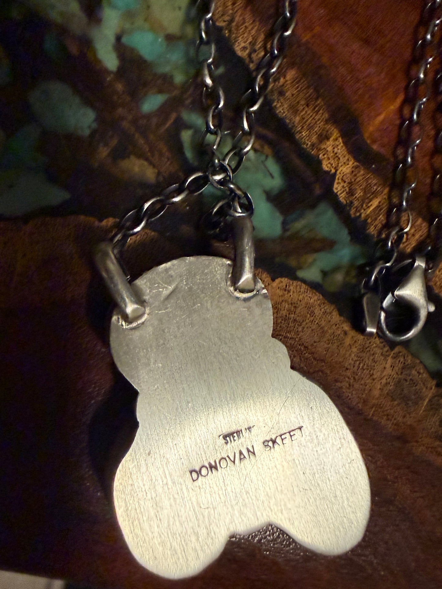 Navajo Handmade 3 Stone #8 Fixed Chain Pendant - By Donovan Skeet