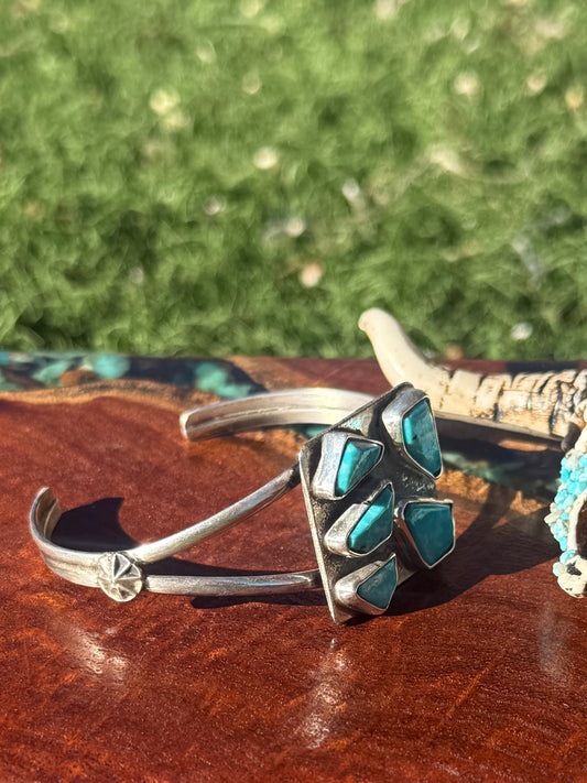 Zuni Handmade Adjustable 5 Stone Mosaic Bracelet