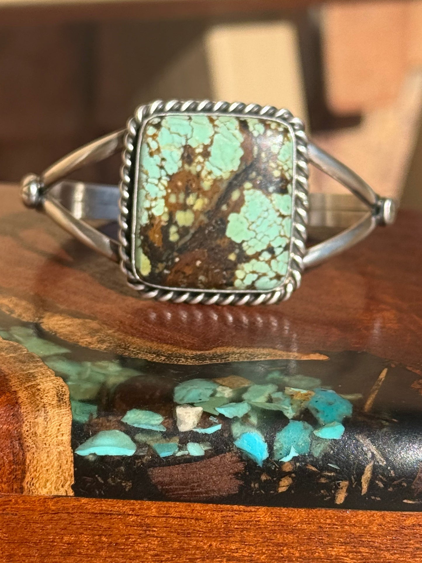 Navajo Handmade Mine 8 Turquoise Cuff Set in Sterling Silver