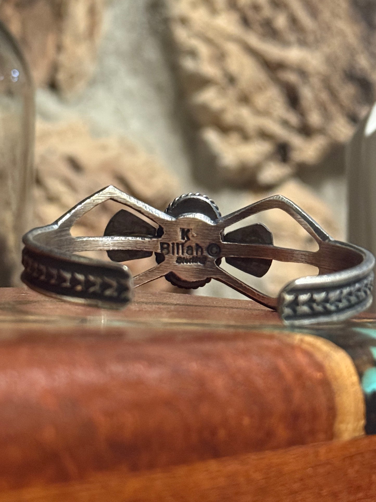 Navajo Handmade Sandcast Kingman Web Cuff