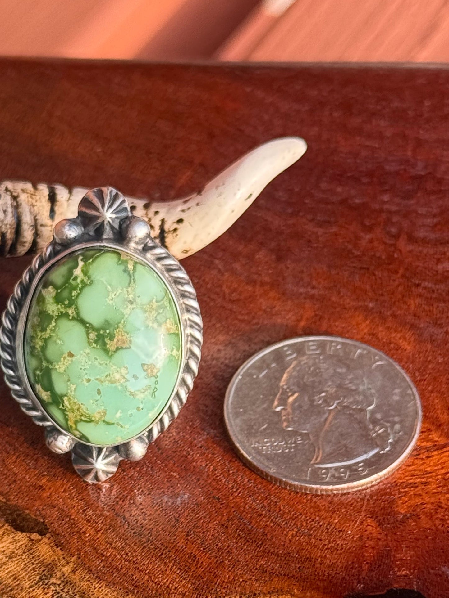 Navajo Hamdmade Sonoran Turquoise Adjustable Ring