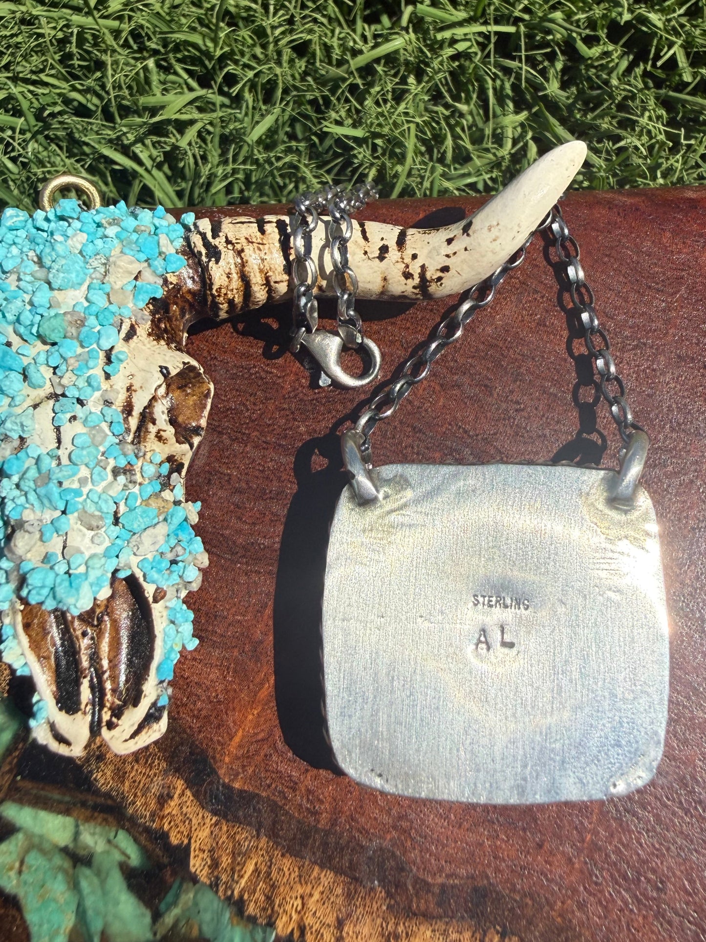 Navajo Handmade Square Kingman Turquoise Bar
