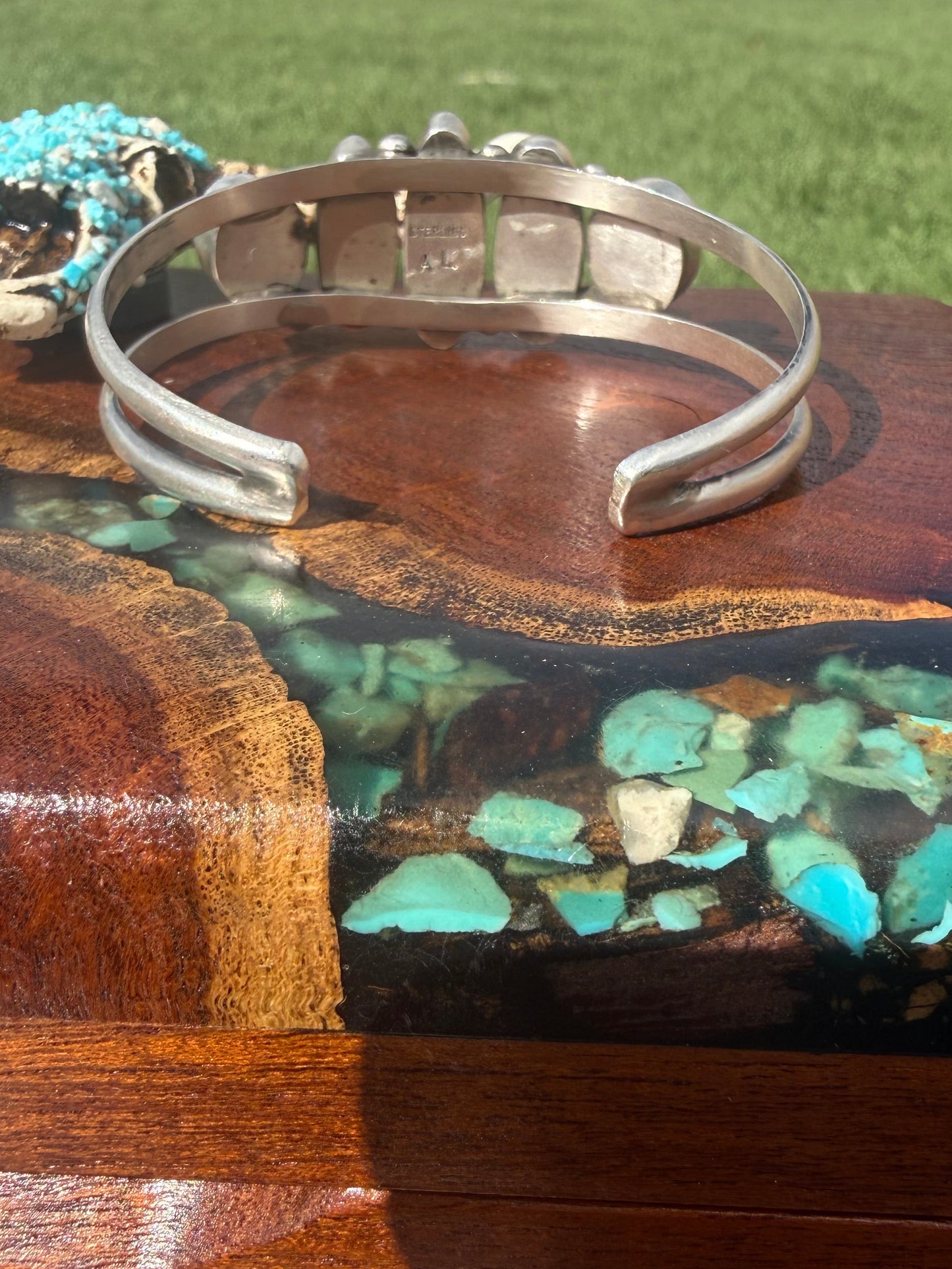 Augustine Largo Kingman Turquoise Five Stone Cuff Bracelet