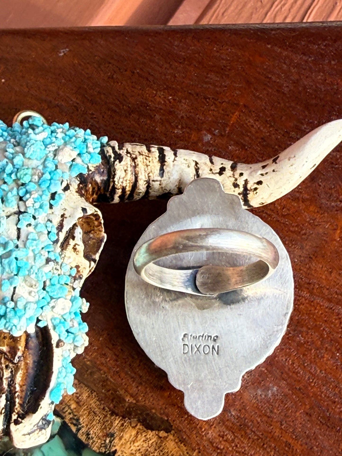 Navajo Hamdmade Sonoran Turquoise Adjustable Ring