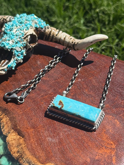 Navajo Handmade Large Kingman Turquoise Bar