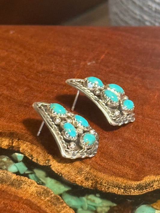 Handmade Turquoise Cluster Post Earrings