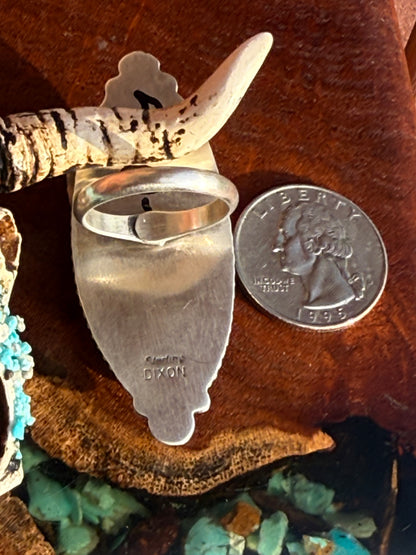 Navajo Hamdmade Kingman Turquoise Adjustable Ring