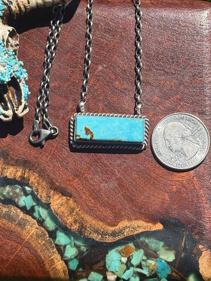 Navajo Handmade Large Kingman Turquoise Bar