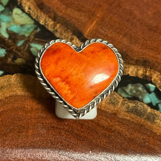 Navajo Handmade Spiny Oyster Adjustable Ring