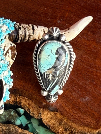 Navajo Hamdmade BlackJack Turquoise Adjustable Ring