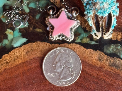 Navajo Handmade Pink Conch Star Necklace
