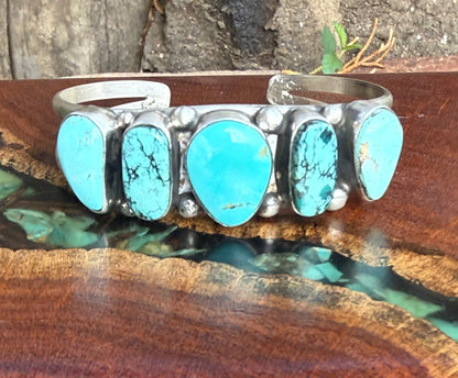 Augustine Largo Kingman Turquoise Five Stone Cuff