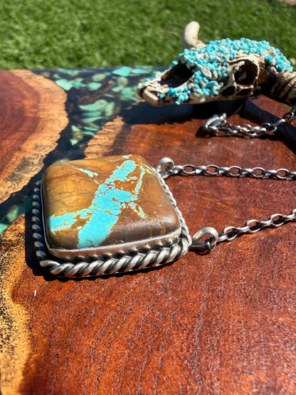 Navajo Handmade Square Mine 8 Turquoise Bar