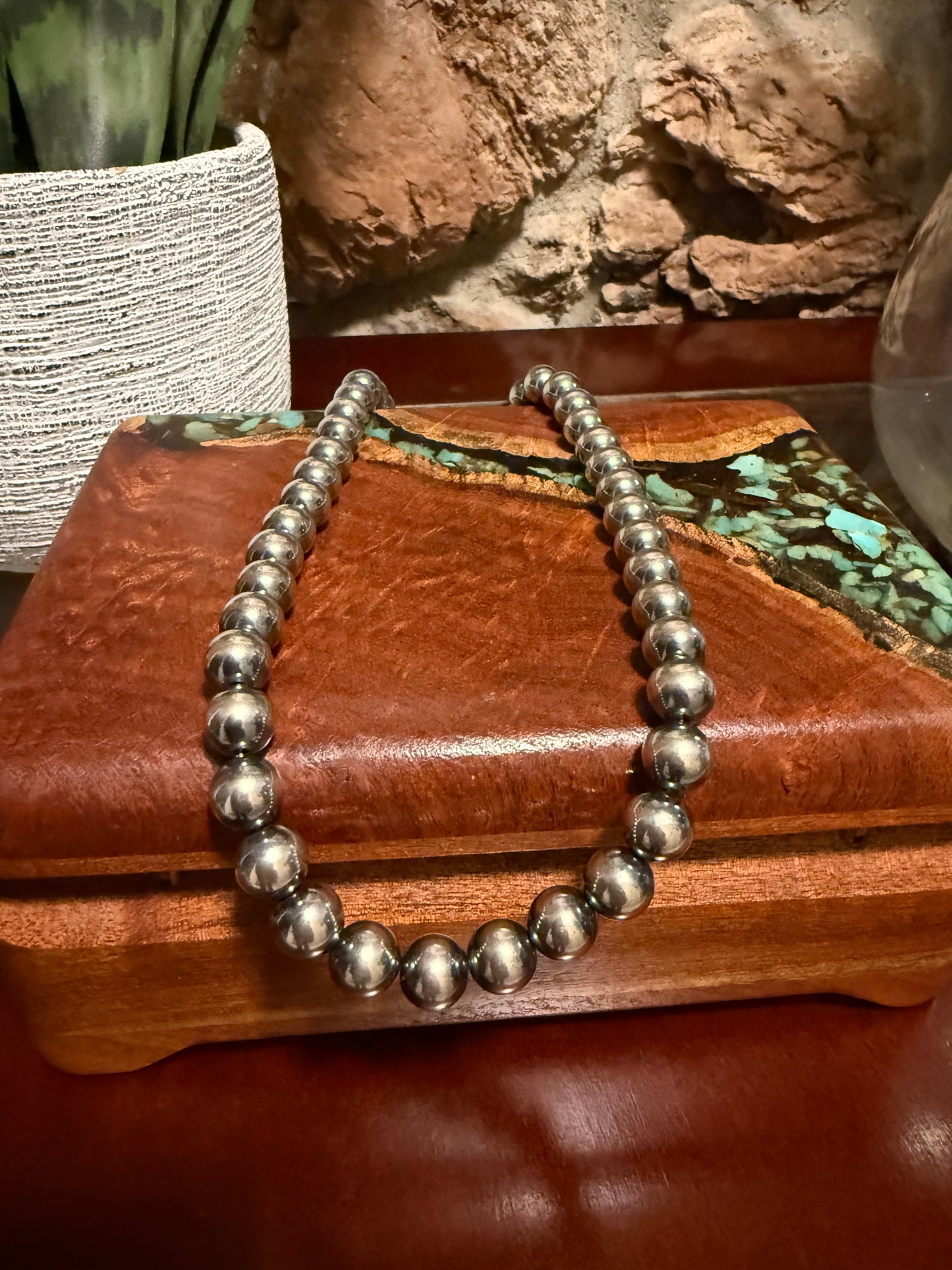 10mm 18” Sterling Silver Bead Neclace