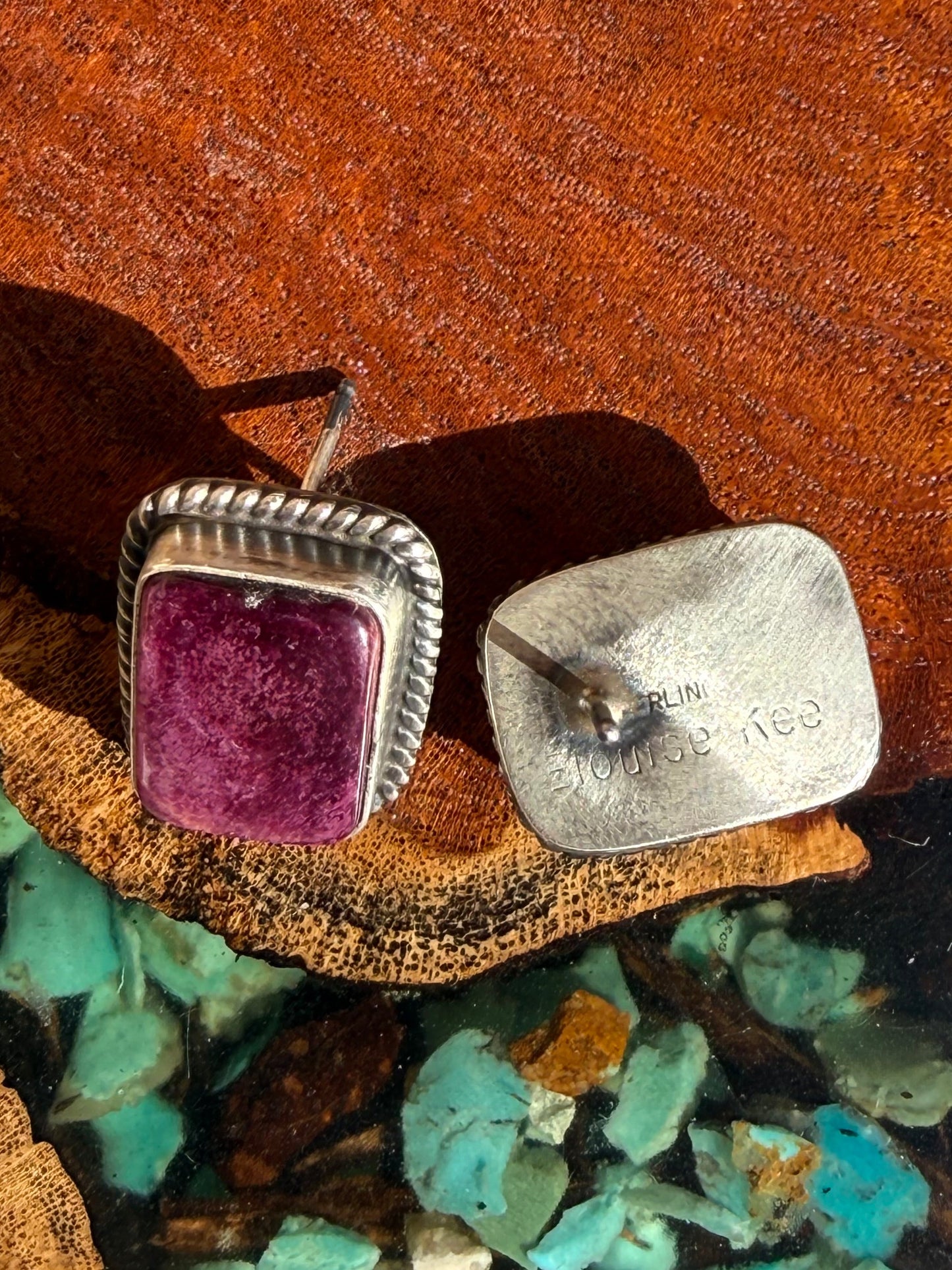 Navajo Handmade Spiny Oyster Stud Earrings