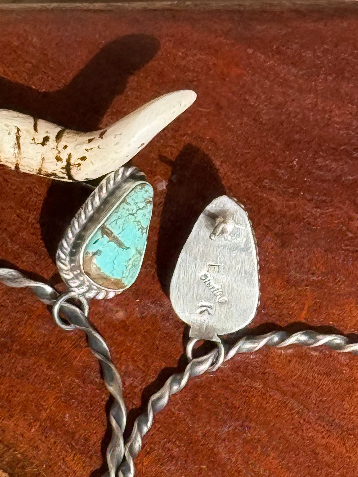 Navajo Handmade Mine 8 Turquoise Stud Hoops