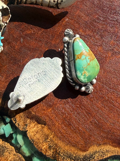 Navajo Handmade Kingman Turquoise Freeform Studs