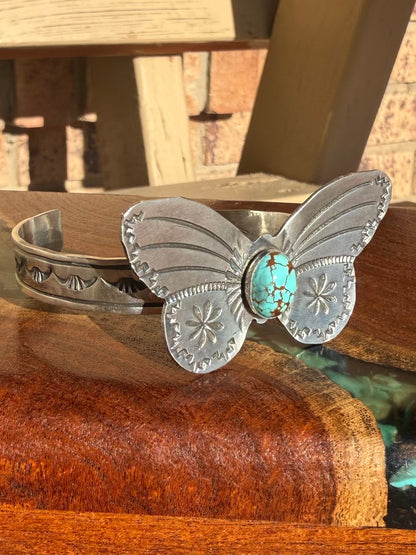 Rick Enriquez Navajo Handmade Number 8 Butterfly Cuff