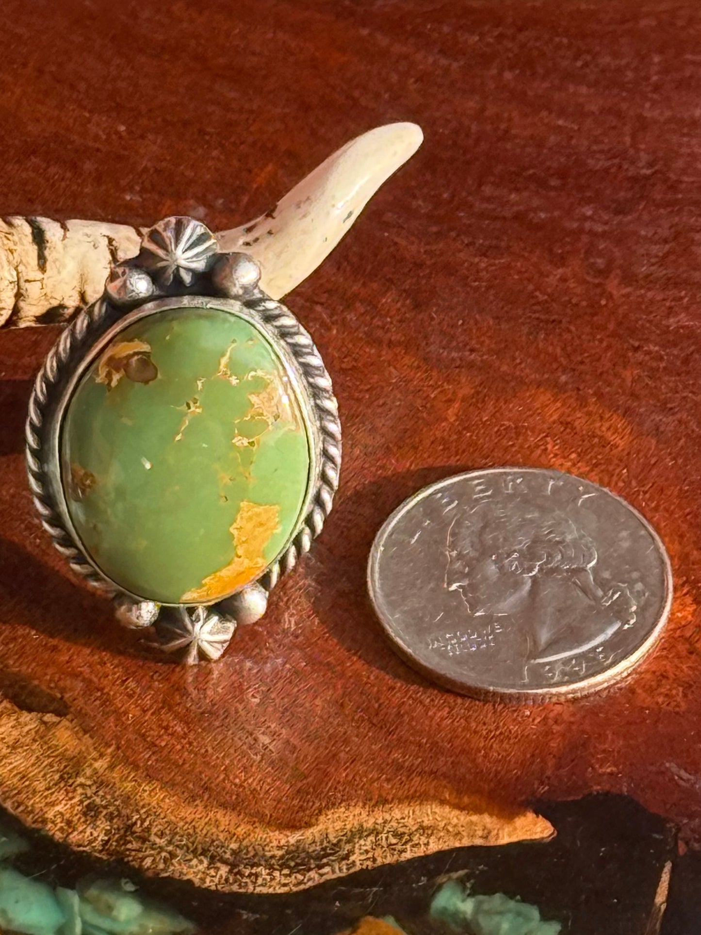 Navajo Hamdmade Royston Turquoise Adjustable Ring