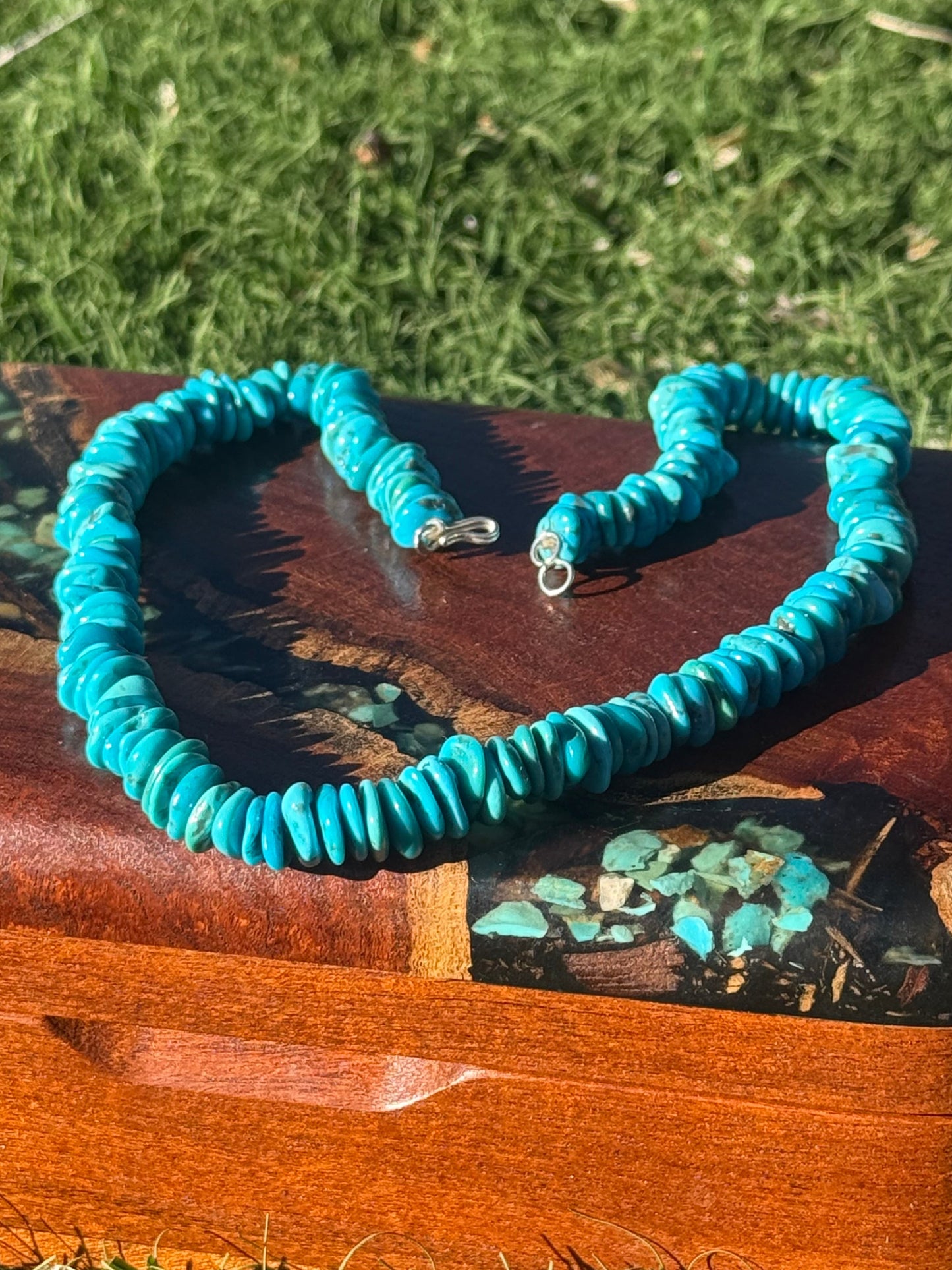 Hand Strung Kingman Turquoise Bead Necklace