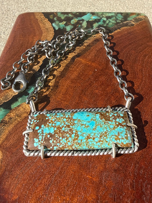 Navajo Handmade Mine 8 Turquoise Waterproof Bar Necklace