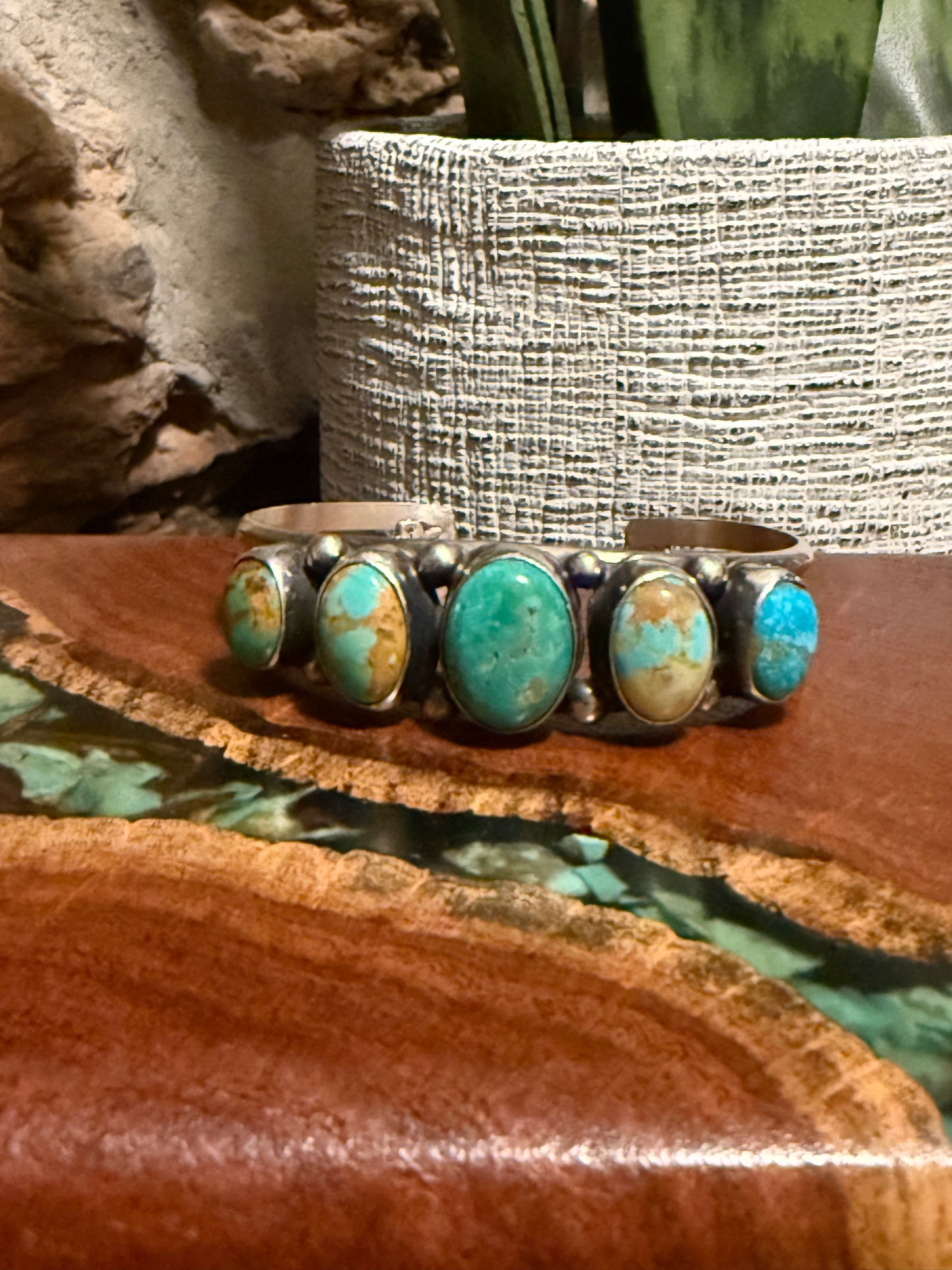 Augustine Largo Kingman Turquoise Five Stone Cuff