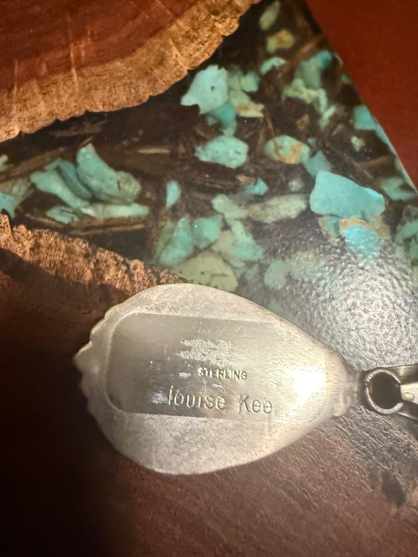 Navajo Handmade Kingman Turquoise Pendant Set in Sterling Silver