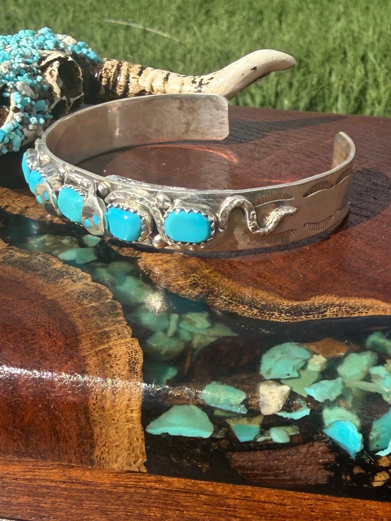 Zuni Handmade Kingman Turquoise  Effie Bracelet