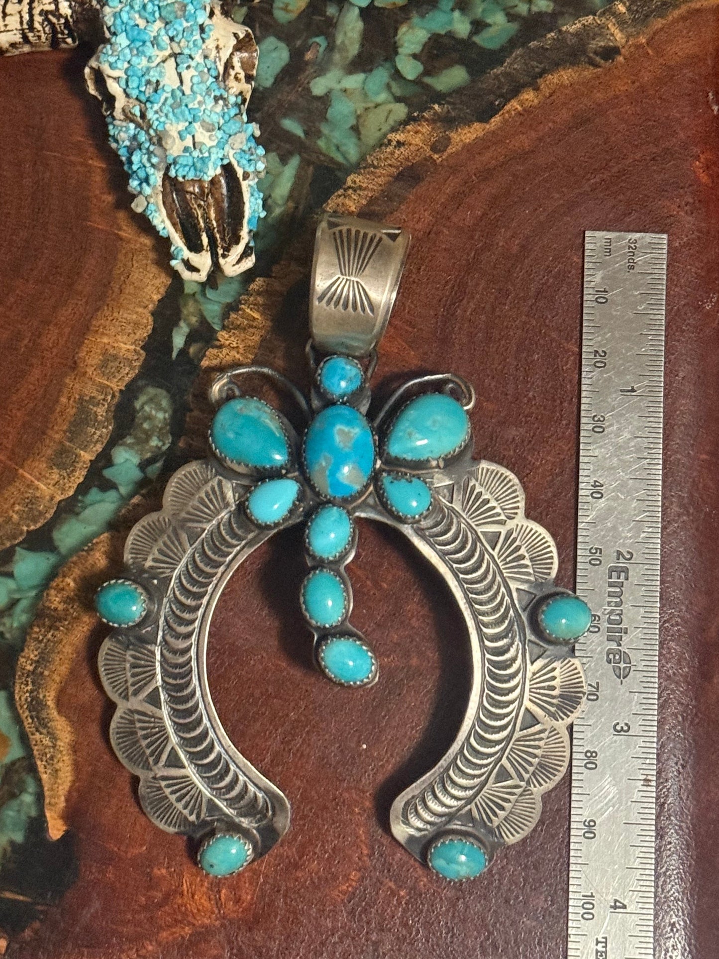 Navajo Handmade Kingman Turquoise Dragonfly Pendant