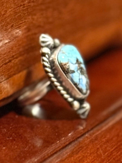 Navajo Handmade Golden Hill Adjustable Ring Set in Sterling Silver