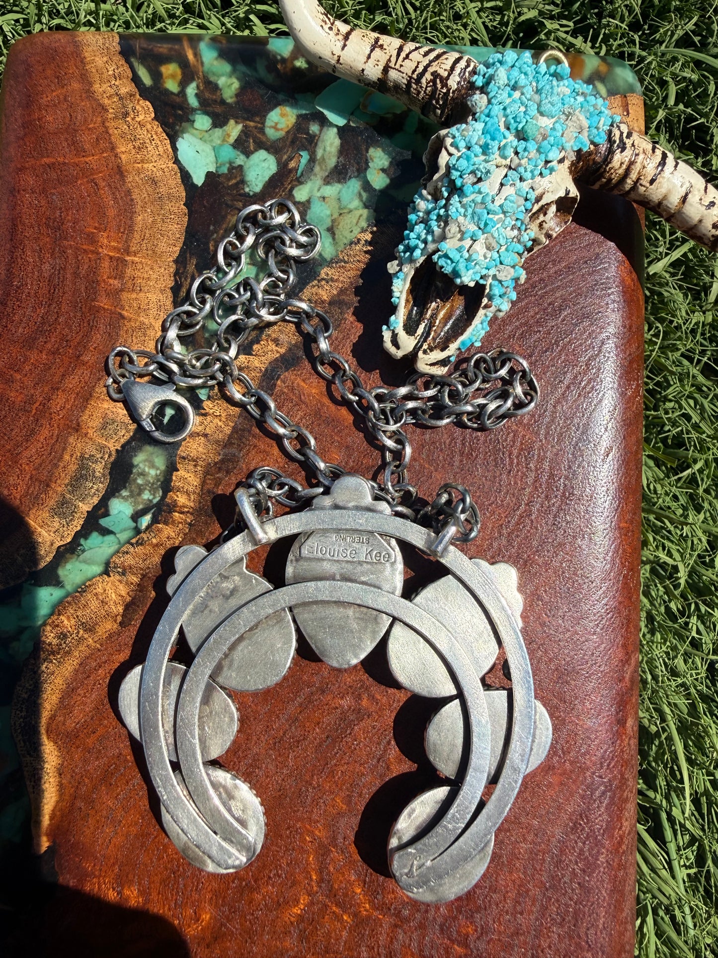 HUGE Navajo Handmade Kingman Turquoise 7 Stone Naja
