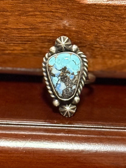 Navajo Handmade Golden Hill Adjustable Ring Set in Sterling Silver