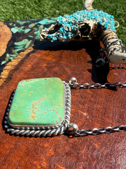 Navajo Handmade Square Kingman Turquoise Bar