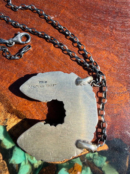Navajo Handmade Kingman Turquoise Naja Necklace