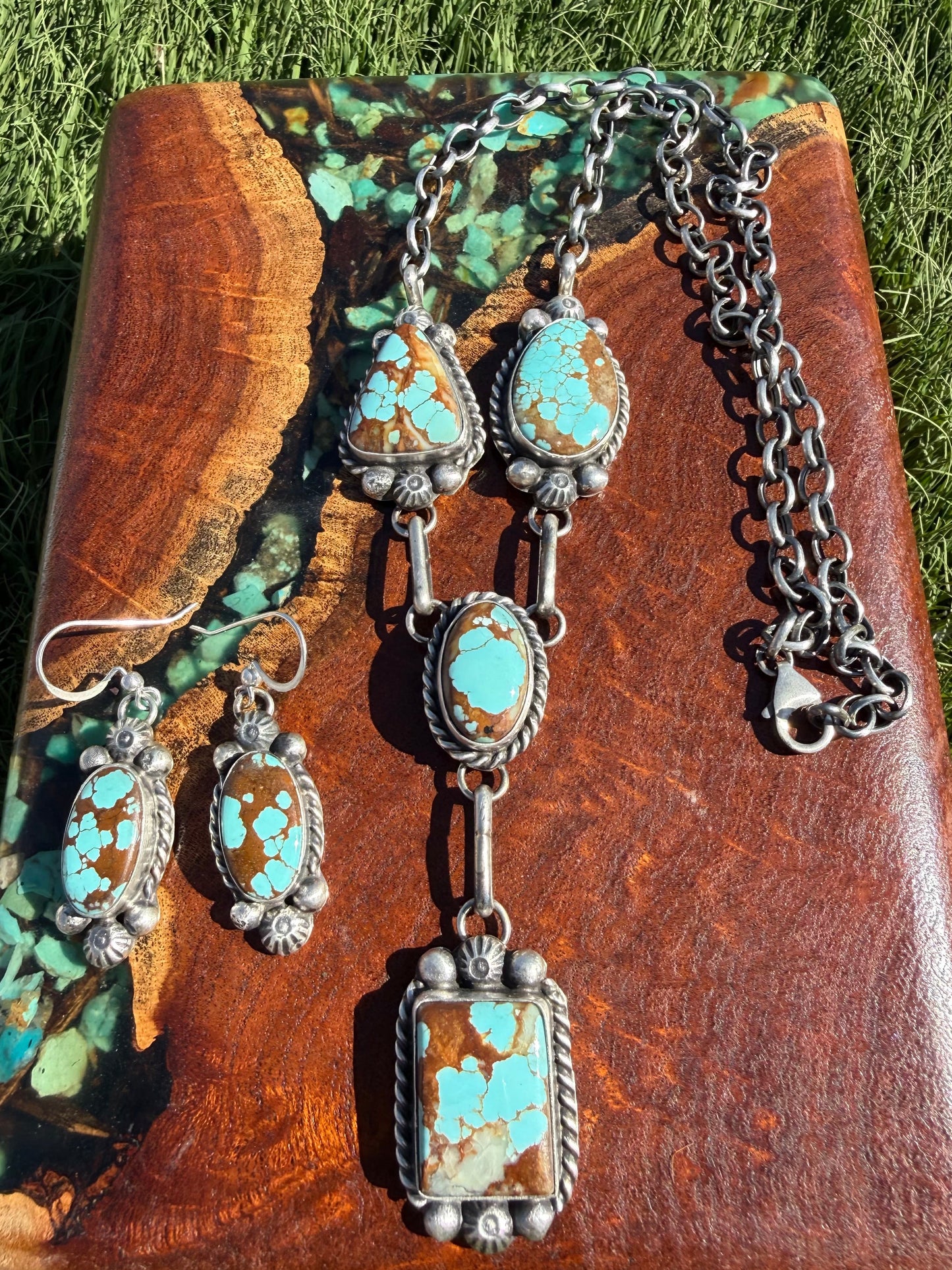 Navajo Handmade Mine 8 Four Stone Choker Set