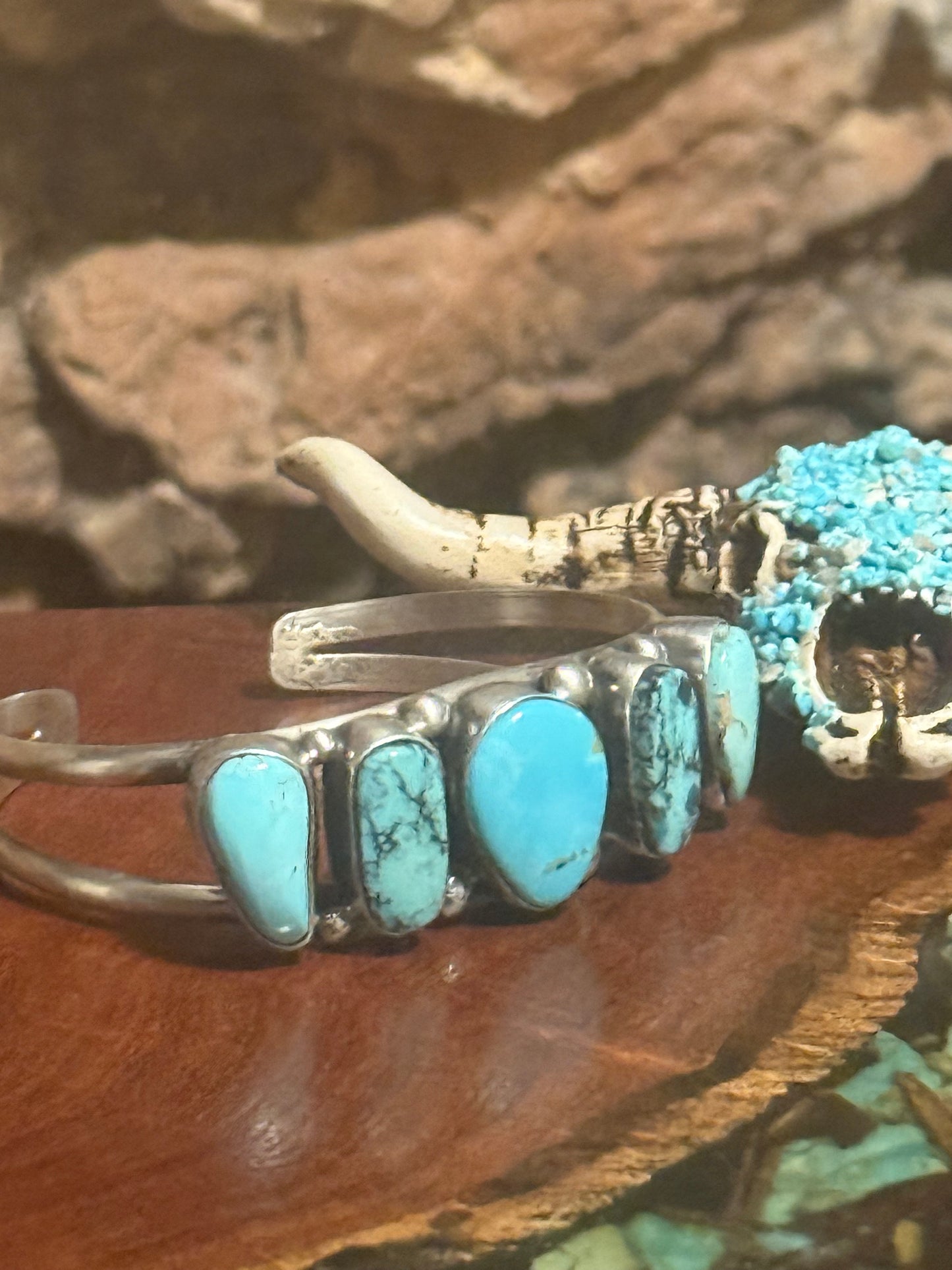 Augustine Largo Kingman Turquoise Five Stone Cuff
