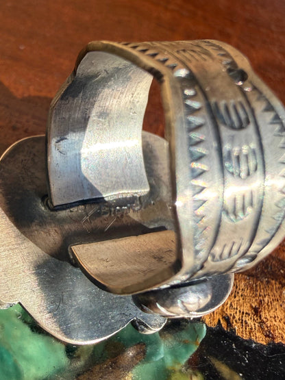 Navajo Handmade Royston Turquoise Ring Set in Sterling Silver
