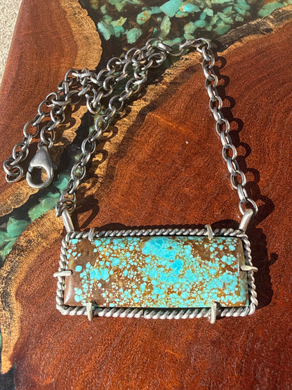 Navajo Handmade Mine 8 Turquoise Waterproof Bar Necklace