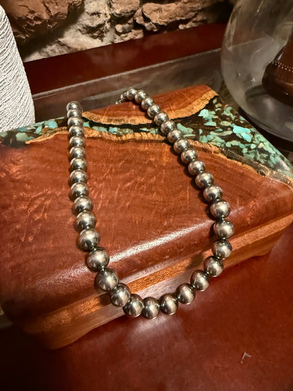 10mm 18” Sterling Silver Bead Neclace