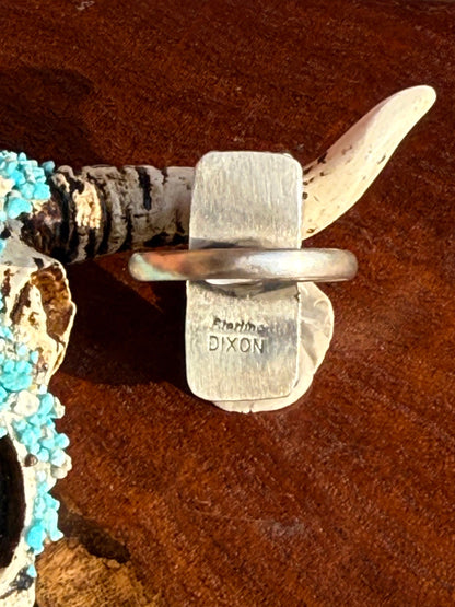 Navajo Hamdmade Mine 8 Turquoise Adjustable Small Bar Ring