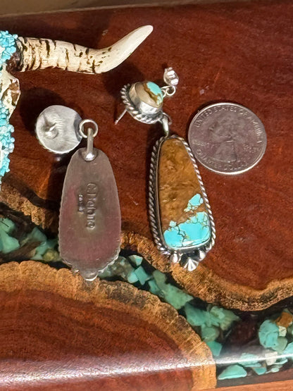 Navajo Handmade Mine 8 Two Stone Stud Dangles