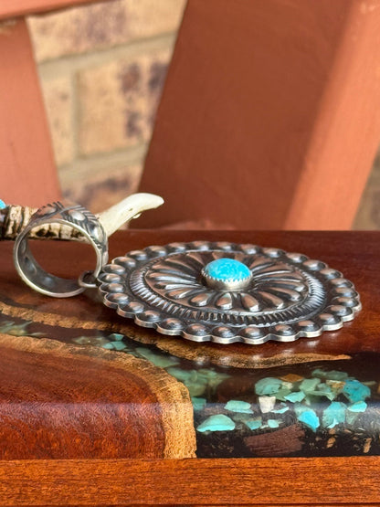 Navajo Handmade Kingman Turquoise Pendant