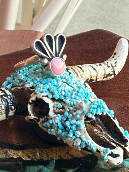 Navajo Handmade Pink Conch Ring