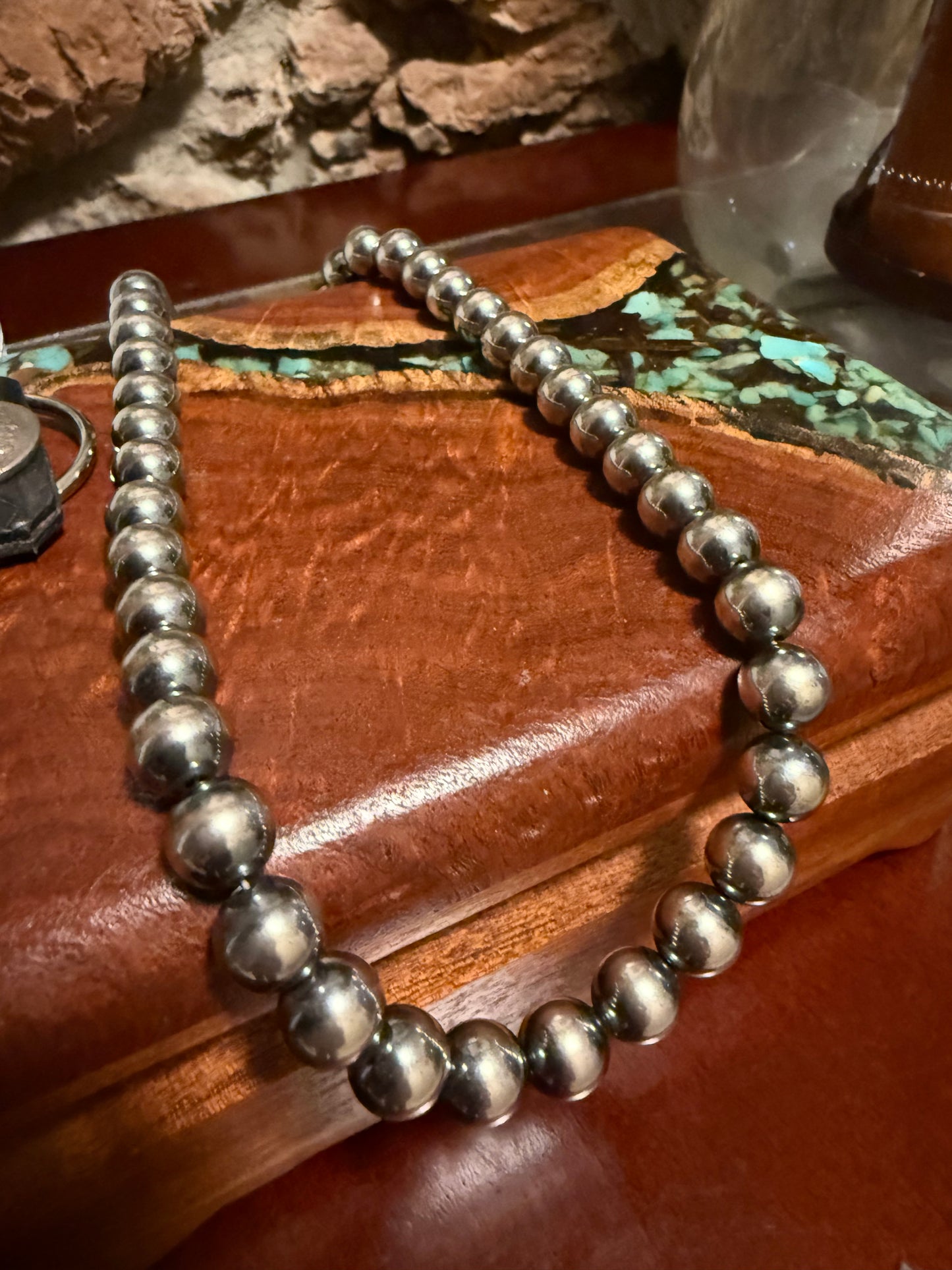 10mm 18” Sterling Silver Bead Neclace