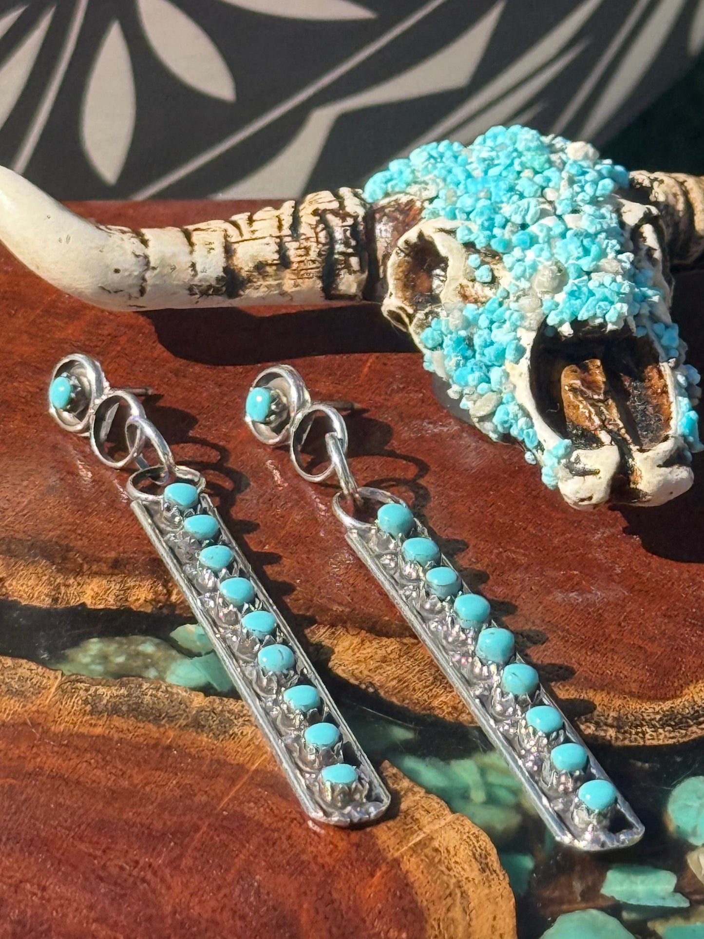Zuni Handmade Turquoise Missile Earrings