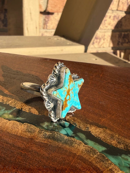 Kingman Turquoise Star Ring Adjustable